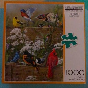 Buffalo brand 1000 piece puzzle called “Songbird Menagerie”